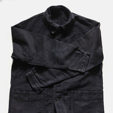 Load image into Gallery viewer, 1950's "LE MONT SAINT MICHEL" BLACK MOLE SKIN WORK JACKET WITH V POCKET (LARGE)