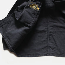 Load image into Gallery viewer, 1950's "LE MONT SAINT MICHEL" BLACK MOLE SKIN WORK JACKET WITH V POCKET (LARGE)