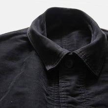 Load image into Gallery viewer, 1950's "LE MONT SAINT MICHEL" BLACK MOLE SKIN WORK JACKET WITH V POCKET (LARGE)