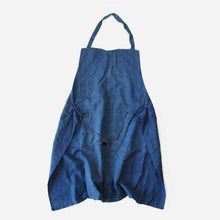 Load image into Gallery viewer, ANTIQUE FRENCH INDIGO LINEN WORK APLON