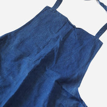 Load image into Gallery viewer, ANTIQUE FRENCH INDIGO LINEN WORK APLON
