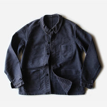 Load image into Gallery viewer, 1960's "LE MONT SAINT MICHEL" BLACK MOLESKIN WORK JACKET (LARGE)