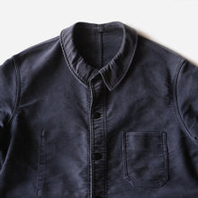 Load image into Gallery viewer, 1960's "LE MONT SAINT MICHEL" BLACK MOLESKIN WORK JACKET (LARGE)