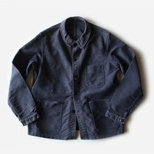 Load image into Gallery viewer, 1960's "LE MONT SAINT MICHEL" BLACK MOLESKIN WORK JACKET (LARGE)