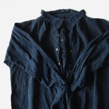 Load image into Gallery viewer, ANTIQUE FRENCH INDIGO LINEN BIAUDE (UNISEX)