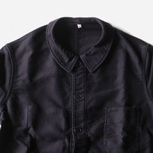 Load image into Gallery viewer, 1950's "LE MONT SAINT MICHEL" BLACK MOLE SKIN WORK JACKET (LARGE) MINT CONDITION