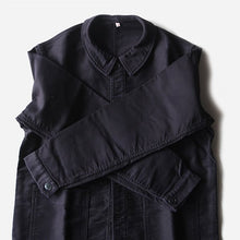 Load image into Gallery viewer, 1950's "LE MONT SAINT MICHEL" BLACK MOLE SKIN WORK JACKET (LARGE) MINT CONDITION