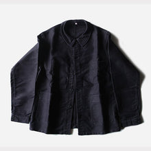 Load image into Gallery viewer, 1950's "LE MONT SAINT MICHEL" BLACK MOLE SKIN WORK JACKET (LARGE) MINT CONDITION