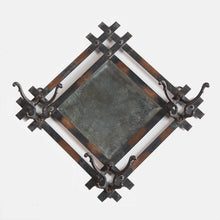 Load image into Gallery viewer, ANTIQUE HABERDASHERY JAPANNED WALL MIRROR WITH HOOK