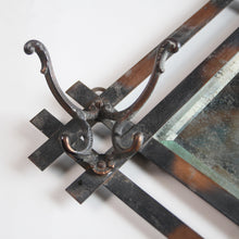 Load image into Gallery viewer, ANTIQUE HABERDASHERY JAPANNED WALL MIRROR WITH HOOK