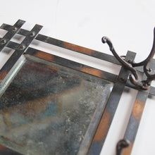 Load image into Gallery viewer, ANTIQUE HABERDASHERY JAPANNED WALL MIRROR WITH HOOK