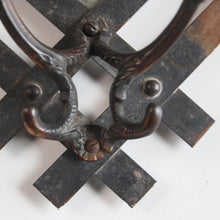 Load image into Gallery viewer, ANTIQUE HABERDASHERY JAPANNED WALL MIRROR WITH HOOK