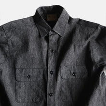 Load image into Gallery viewer, MADE IN USA N.O.S 1950's "5 BROTHER" BLACK CHAMBRAY WORK SHIRT (MEDIUM)