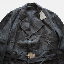画像をギャラリービューアに読み込む, N.O.S 1950's FRENCH WORK BLACK CAMBRAY COAT (MEDIUM)