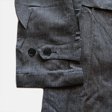 画像をギャラリービューアに読み込む, N.O.S 1950's FRENCH WORK BLACK CAMBRAY COAT (MEDIUM)