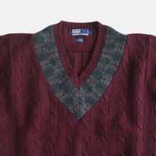 Load image into Gallery viewer, 1990's "RALPH LAUREN" V NECK WOOL SWEATER (LARGE)