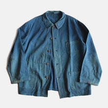 Load image into Gallery viewer, 1920's~ FRENCH WORK INDIGO FADED JACKET (LARGE)