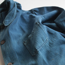Load image into Gallery viewer, 1920's~ FRENCH WORK INDIGO FADED JACKET (LARGE)
