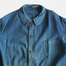 Load image into Gallery viewer, 1920's~ FRENCH WORK INDIGO FADED JACKET (LARGE)