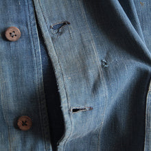 Load image into Gallery viewer, 1920's~ FRENCH WORK INDIGO FADED JACKET (LARGE)