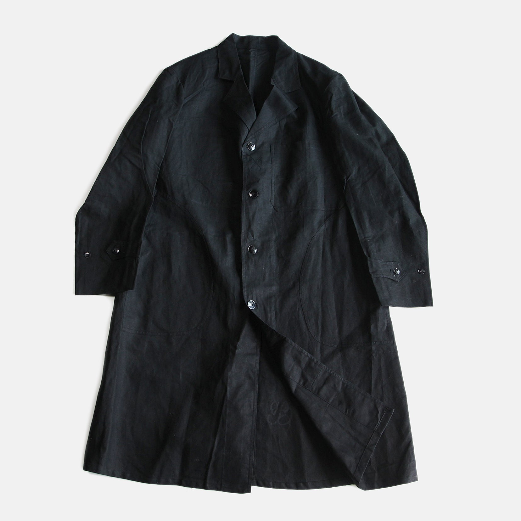 N.O.S ANTIQUE FRENCH BLACK LINEN WORK COAT (LARGE) – BURMA-SHAVE