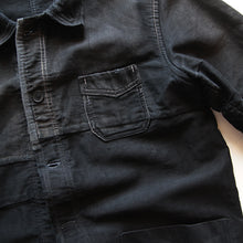 画像をギャラリービューアに読み込む, 1940's FRENCH WORK BLACK MOLESKIN PATCHWORK JACKET WITH V-POCKET (MEDIUM)
