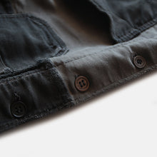 Load image into Gallery viewer, ~1940's FRENCH WORK BLACK MOLESKIN PATCHWORK JACKET (MEDIUM)