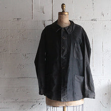 Load image into Gallery viewer, 1940's FRENCH WORK BLACK MOLESKIN FADED JACKET WITH V-POCKET (LARGE)