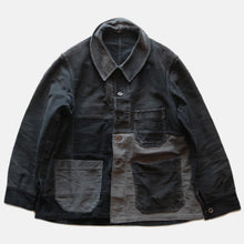 Load image into Gallery viewer, ~1940's FRENCH WORK BLACK MOLESKIN PATCHWORK JACKET (MEDIUM)