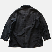 画像をギャラリービューアに読み込む, 1940's FRENCH WORK BLACK MOLESKIN PATCHWORK JACKET WITH V-POCKET (MEDIUM)