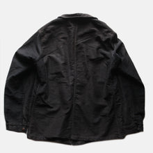 Load image into Gallery viewer, 1940's FRENCH WORK BLACK MOLESKIN FADED JACKET WITH V-POCKET (LARGE)