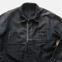 画像をギャラリービューアに読み込む, 1940's FRENCH WORK BLACK MOLESKIN PATCHWORK JACKET WITH V-POCKET (MEDIUM)