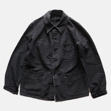 Load image into Gallery viewer, 1940's FRENCH WORK BLACK MOLESKIN JACKET WITH V-POCKET (MEDIUM)