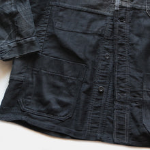 画像をギャラリービューアに読み込む, 1940's FRENCH WORK BLACK MOLESKIN PATCHWORK JACKET WITH V-POCKET (MEDIUM)