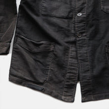 Load image into Gallery viewer, 1940's FRENCH WORK BLACK MOLESKIN FADED JACKET WITH V-POCKET (LARGE)