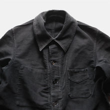 Load image into Gallery viewer, 1940's FRENCH WORK BLACK MOLESKIN JACKET WITH V-POCKET (MEDIUM)