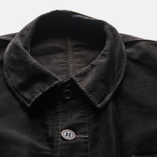 Load image into Gallery viewer, 1940's FRENCH WORK BLACK MOLESKIN FADED JACKET WITH V-POCKET (LARGE)