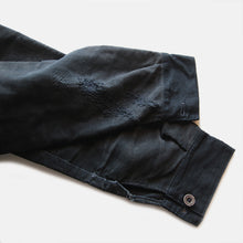 Load image into Gallery viewer, ~1940's FRENCH WORK BLACK MOLESKIN PATCHWORK JACKET (MEDIUM)