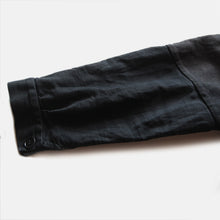 画像をギャラリービューアに読み込む, 1940's FRENCH WORK BLACK MOLESKIN PATCHWORK JACKET WITH V-POCKET (MEDIUM)