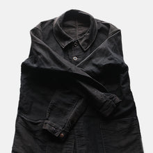 Load image into Gallery viewer, 1940's FRENCH WORK BLACK MOLESKIN FADED JACKET WITH V-POCKET (LARGE)