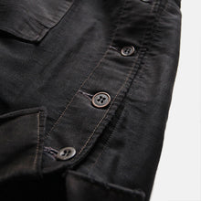 Load image into Gallery viewer, 1940's FRENCH WORK BLACK MOLESKIN FADED JACKET WITH V-POCKET (LARGE)