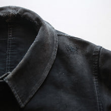 Load image into Gallery viewer, ~1940's FRENCH WORK BLACK MOLESKIN PATCHWORK JACKET (MEDIUM)