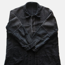 画像をギャラリービューアに読み込む, 1940's FRENCH WORK BLACK MOLESKIN PATCHWORK JACKET WITH V-POCKET (MEDIUM)