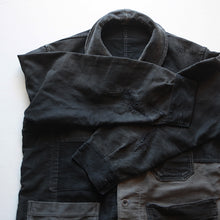 Load image into Gallery viewer, ~1940's FRENCH WORK BLACK MOLESKIN PATCHWORK JACKET (MEDIUM)