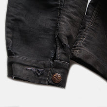 Load image into Gallery viewer, 1940's FRENCH WORK BLACK MOLESKIN FADED JACKET WITH V-POCKET (LARGE)