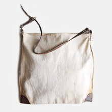 画像をギャラリービューアに読み込む, 1930's FRENCH CANVAS COTTON BAG WITH LEATHER STRAP