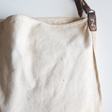 画像をギャラリービューアに読み込む, 1930's FRENCH CANVAS COTTON BAG WITH LEATHER STRAP