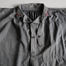 Load image into Gallery viewer, 1920's~ FRENCH WORK BLACK CHAMBRAY BIAUDE (LARGE)