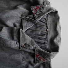 Load image into Gallery viewer, 1920's~ FRENCH WORK BLACK CHAMBRAY BIAUDE (LARGE)