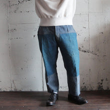 Load image into Gallery viewer, 1920's~ "FRENCH NAVY" INDIGO LINEN PATCH WORK TROUSER (W33)